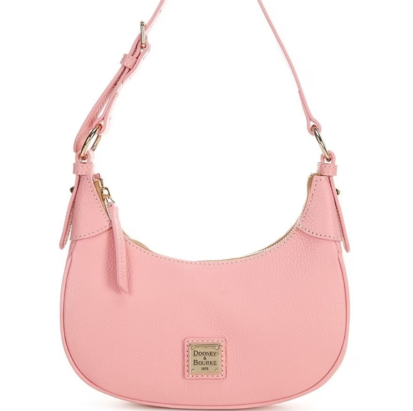 New! Dooney & Bourke Pale Pink Lucca Pebbled Leather Baguette Shoulder Bag 🛍️